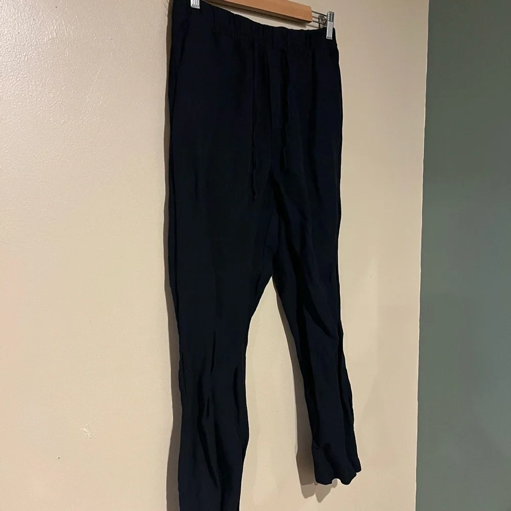 H&M Womens Size Small Cropped Linen Blend Pull On Pants